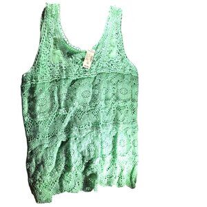 Crochet Tank Top 1X Green Womens cottagecore summer spring Dressbarn